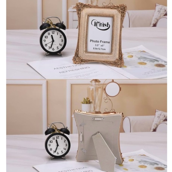 3.5x5” Antique Vintage Style Mini Picture Frame Tabletop Display Wall Mount Gold - Picture 7 of 8